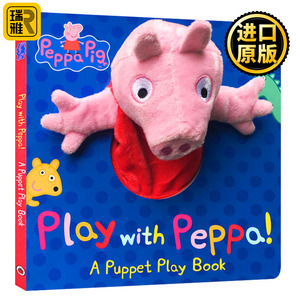 小猪佩奇大型手偶纸板书 英文原版 Peppa Pig Play with Peppa Hand Puppet Book 粉红猪小妹手偶小剧场 好习惯养成书 进口英文版