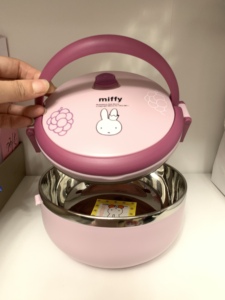 包邮正品米菲兔紫葡萄单层不锈钢提手饭盒儿童保温锁扣碗安全无毒