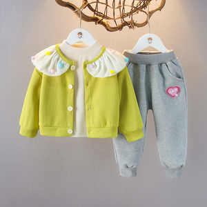 女宝秋装2023新款0-3岁婴儿洋气时髦套装韩版2小童春秋休闲三件套