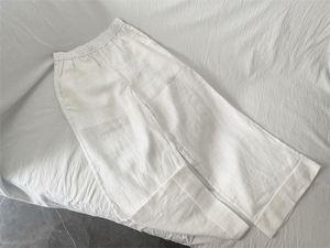 夏天也可以放心自在穿白色裤子  100麻料阔腿裤