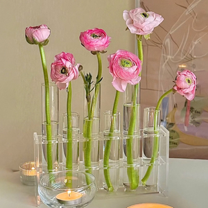 知否家居网红支架玻璃试管花瓶ins花艺水培花器一排花瓶装饰摆件