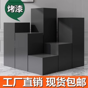 木质烤漆地台黑色展示台商业会展空调家电实物展台服装店中岛展柜