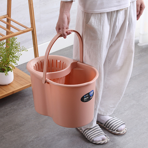 家用手压拖把桶带滑轮加厚旋转挤水桶墩布清洁桶拖把拧干桶大容量