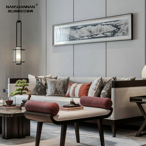 新中式布艺沙发组合现代轻奢禅意别墅样板间房客厅小户型家具定制