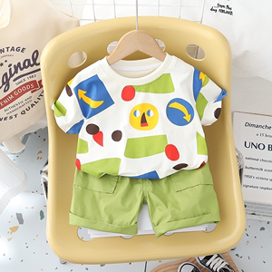 婴儿衣服夏季洋气卡通小男孩纯棉短袖分体套装1一3周岁男宝宝夏装