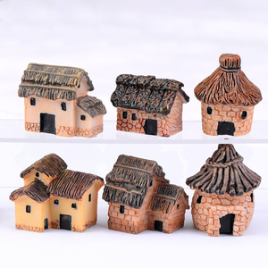 苔藓微景观摆件6款创意茅草屋房屋树脂小房子工艺品园艺摄影道具