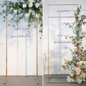 新款婚庆道具花门架子背景铁艺迎宾架方形拱指示牌户外婚礼海报架