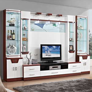 影视墙现代简约小户型客厅整体组合多功能电视柜玻璃酒柜背景墙柜