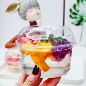 网红冰粉打包盒 一次性果切桶水果捞碗炒酸奶甜品高透塑料ins包装