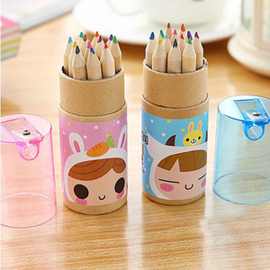 韩国文具可爱星座女孩 彩色铅笔 12色带卷笔刀写字笔