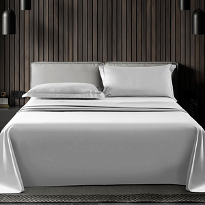 床单单件100支纯棉全棉定制纯色高档贡缎被单匹马棉白色双人1.8米