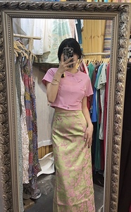 云南西双版纳傣族民族服装新款盘扣高腰筒裙传统日常中式套装