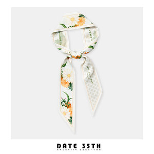 Date35th春洋甘菊丝巾小长条丝带绑包窄飘带百搭发带两用领巾腰带