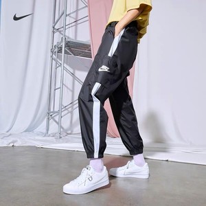 Nike/耐克速干运动裤女宽松休闲薄款跑步长裤束脚夏季黑色CJ7347