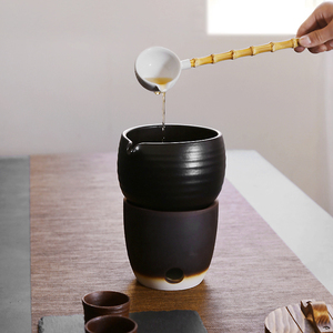 六合堂日式粗陶老白茶 煮茶器黑茶普洱陶瓷电陶炉煮茶碗干泡碗
