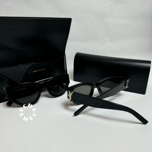 支持鉴定 现货 YSL黑金logo圣罗兰猫眼墨镜太阳镜SLM94