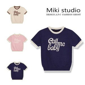 Miki studio定制2023callmby韩国小众海军风针织衫短袖短款T恤