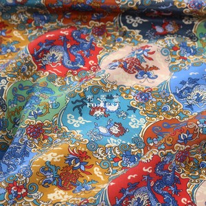 Silk Satin 全丝缎面布料 Dog and Dragon LIBERTY英国进口丝绸