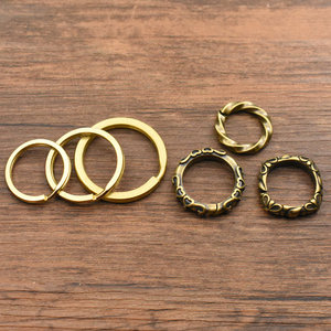 创意黄铜钥匙圈铜个性花纹钥匙环铜环扣DIY配件铜饰黄铜无磁铜环