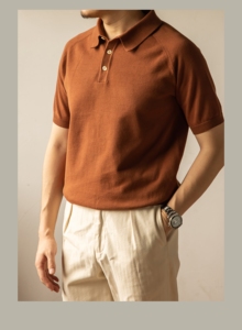 马球polo衫男士夏季阿美咔叽美式复古休闲潮牌针织纯色短袖T恤男