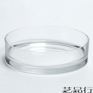 上海艺品行  现代简约家居花瓶多功能玻璃圆盆透明花器果盘样板房