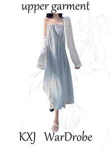 很仙的吊带连衣裙夏季2024新款中长款设计感褶皱显瘦洋气裙子女装