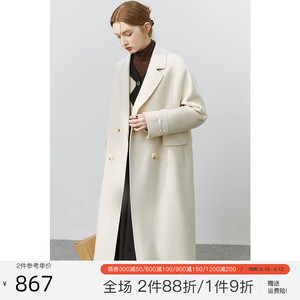范思蓝恩22FS4099韩系大衣女秋冬2022新款双面羊毛呢子外套中长款