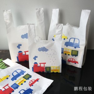 卡通汽车图案打包袋学生玩具文具袋子快餐便当外卖袋服装饰品购物