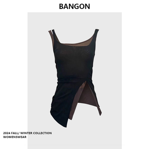 BANGON 假两件吊带背心叠穿设计感2024年夏季新款气质辣妹风上衣