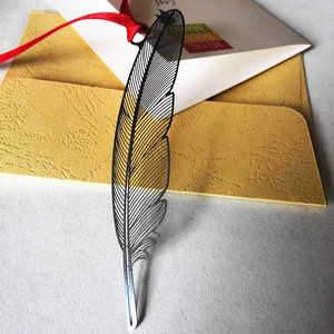 【银色羽毛】创意银色羽毛叶脉物语不锈钢金属商务礼品定制书签