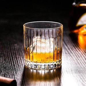 日式条纹威士忌杯刻花威士忌杯仿意大利RCR鸡尾酒古典杯洋酒杯