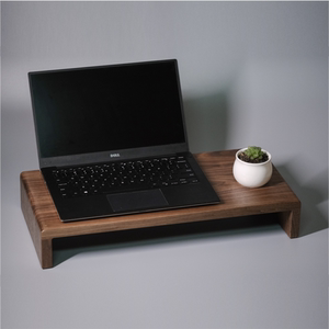 黑胡桃木显示器增高架电脑屏幕抬高架垫高底座支架桌面收纳置物架