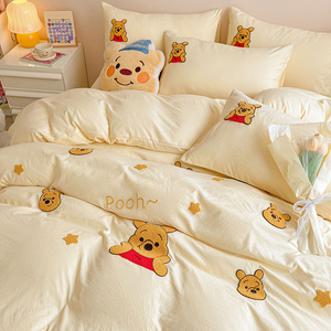 迪士尼可爱维尼小熊卡通水洗棉床上四件套床品被套宿舍三件套床单