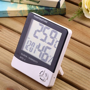 创意大屏幕温度湿度计 带电子钟表 高精密度温湿度计工厂直销HTC1