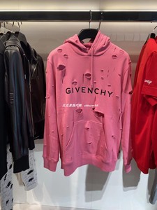 Givenchy/纪梵希 卫衣 22秋冬4折多 男装 粉色做旧破洞连帽上衣