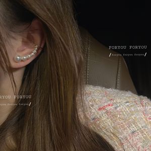 一体式耳骨夹珍珠耳钉S925银针法式优雅创意个性耳环小众设计感潮