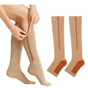 亚马逊运动压力袜 压缩拉链袜 长筒小腿弹力袜 compression socks