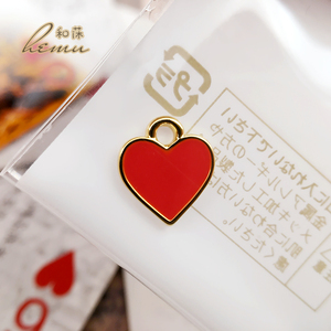 日本贵和kiwa 镀金扑克纸牌爱心桃心光泽吊坠diy耳环项链饰品配件