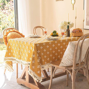 北欧黄色桌垫桌布免洗防水防油茶几餐桌布垫小碎花书桌面保护垫HF