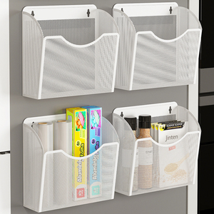 厨房磁吸置物架保鲜膜袋收纳盒磁性冰箱侧面边侧壁挂篮免打孔神器
