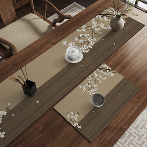 新中式防水茶席茶桌垫布茶台桌旗布艺长条吸水茶几桌布禅意茶桌布