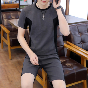 男士睡衣夏季冰丝短袖短裤薄款青年学生韩版可外穿家居服运动套装
