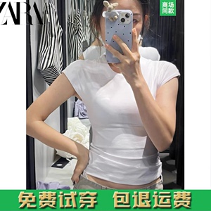 ZARA KISS 春夏新品 女装 无袖修身锦纶混纺T恤纯棉 3905160 700