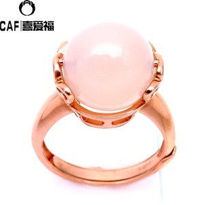 CAF珠宝真品俄罗斯585紫金14K彩金玫瑰金新品时尚天然芙蓉石戒指