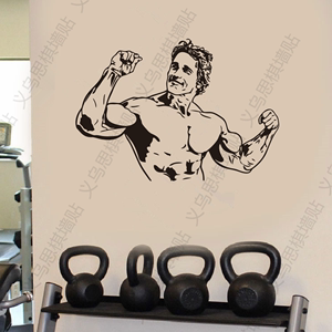健身房阿诺德施瓦辛格墙贴纸家居办公室肌肉健身健美大师装饰背景