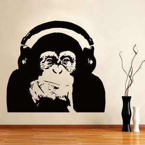 大猩猩墙贴纸艺术设计家居装饰乙烯猴子音乐墙贴纸卧室墙艺术壁画