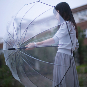 公主风16骨加厚透明雨伞韩国版婚礼长柄伞女生高颜值女神双人大伞