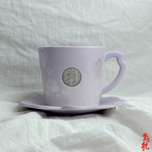 星巴克23夏日繁花温柔紫色花团锦簇小清新简约陶瓷桌面咖啡马克杯