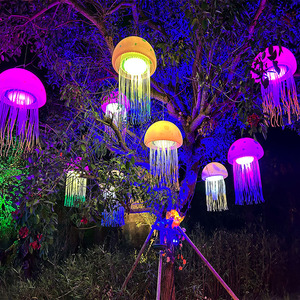 led发光七彩水母造型灯户外防水景观亮化灯光节日树上挂件装饰灯
