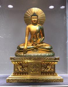 藏传佛像菩提迦耶铜贴金泥金彩绘释迦摩尼等身像25岁随身佛像